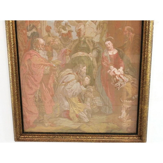 Image 1 of Vintage wandtapijt lijst "Aanbidding van de Koningen" in hout door Peter Paul Rubens, Engels