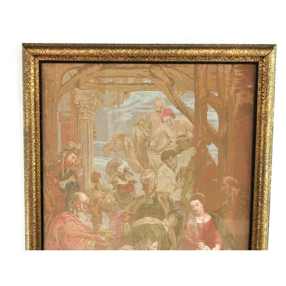 Image 1 of Vintage wandtapijt lijst "Aanbidding van de Koningen" in hout door Peter Paul Rubens, Engels