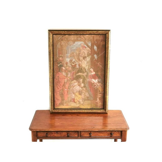 Image 1 of Vintage wandtapijt lijst "Aanbidding van de Koningen" in hout door Peter Paul Rubens, Engels