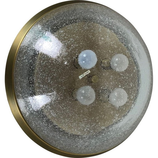 Vintage wandlamp van messing en glas door Hillebrand Leuchten, Duitsland 1970