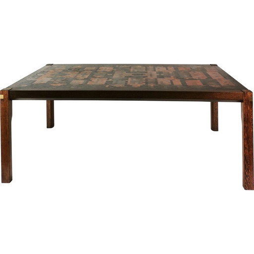 Vintage massief houten salontafel door Gorm Christensen en Rolf Middelboe voor Tranekaer, Denemarken 1970