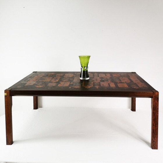 Image 1 of Vintage massief houten salontafel door Gorm Christensen en Rolf Middelboe voor Tranekaer, Denemarken 1970