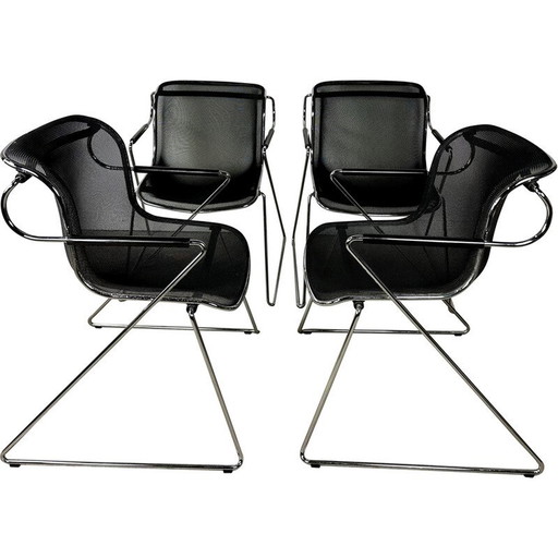 Set van 4 vintage fauteuils van Charles Pollock voor Castelli, 1980