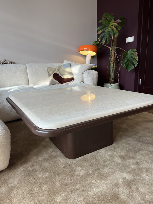 De Sede Coffeetable Travertin Leather 1X1X0,4M