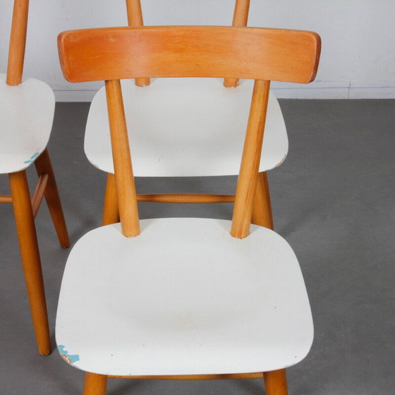 Image 1 of Set van 3 vintage houten stoelen voor Ton, Tsjecho-Slowakije 1960