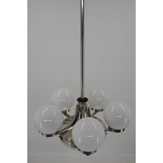 Image 1 of Vintage art deco vernikkelde kroonluchter, 1930