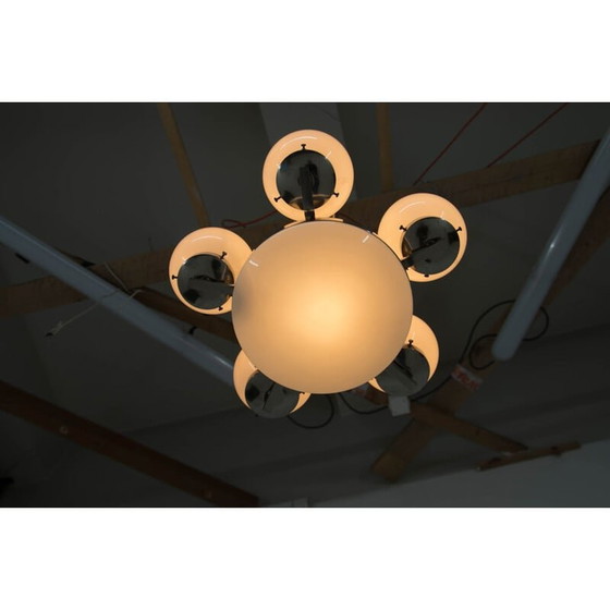 Image 1 of Vintage art deco vernikkelde kroonluchter, 1930