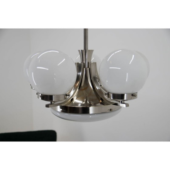 Image 1 of Vintage art deco vernikkelde kroonluchter, 1930