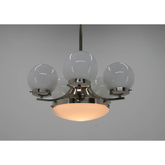 Image 1 of Vintage art deco vernikkelde kroonluchter, 1930