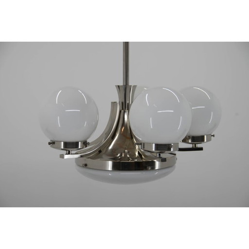 Vintage art deco vernikkelde kroonluchter, 1930