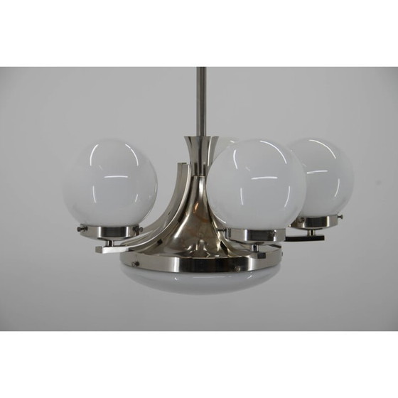 Image 1 of Vintage art deco vernikkelde kroonluchter, 1930
