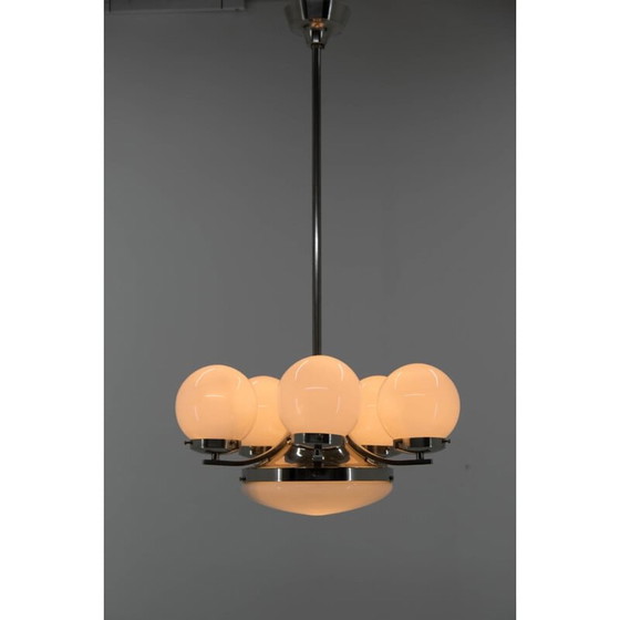 Image 1 of Vintage art deco vernikkelde kroonluchter, 1930