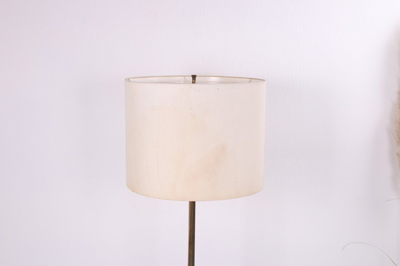 Image 1 of Vintage vloerlamp met gietijzeren voet en messing Duits jaren60s