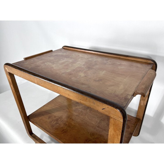 Image 1 of Vintage Art Deco serveertafel van hout en messing, Italië 1930