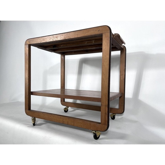 Image 1 of Vintage Art Deco serveertafel van hout en messing, Italië 1930