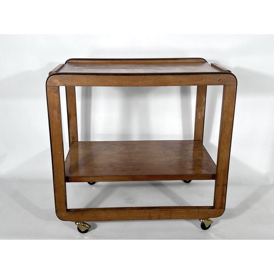 Image 1 of Vintage Art Deco serveertafel van hout en messing, Italië 1930