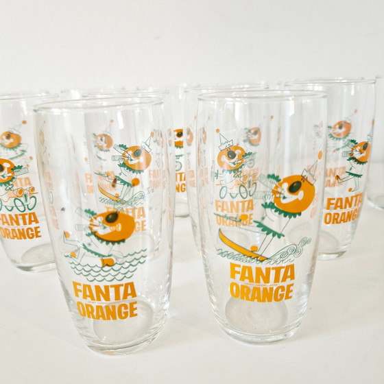 Image 1 of 70'S 12 Vintage Glazen Fanta