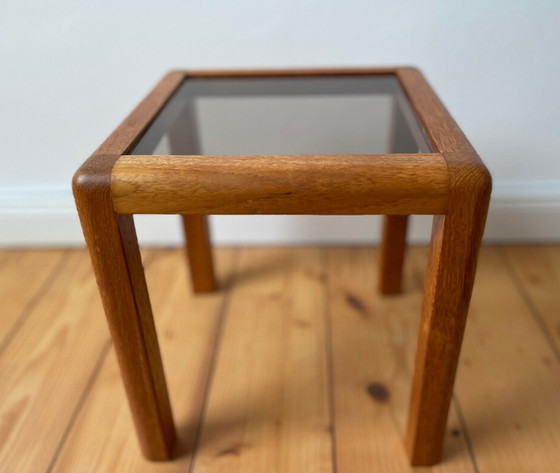 Image 1 of 60s eiken Mid Century Design tafel plantenstandaard