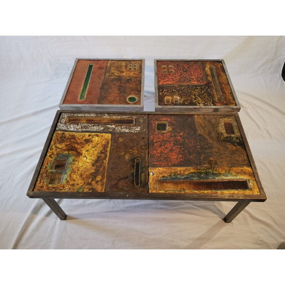 Image 1 of Vintage stalen salontafel en bankstel van Robert en Jean Cloutier, 1950