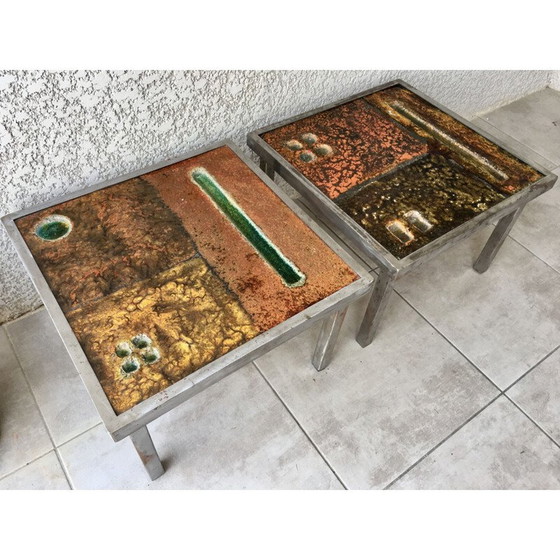 Image 1 of Vintage stalen salontafel en bankstel van Robert en Jean Cloutier, 1950