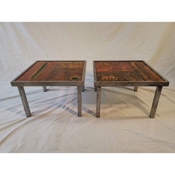 Image 1 of Vintage stalen salontafel en bankstel van Robert en Jean Cloutier, 1950