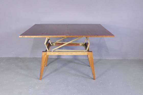 Image 1 of Vintage eettafel in hoogte verstelbare salontafel Scandinavisch