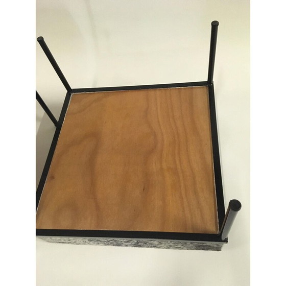 Image 1 of Paar vintage buisvormige krukken gelakt in zwart "horse guard" model door Mathieu Mategot, 1960