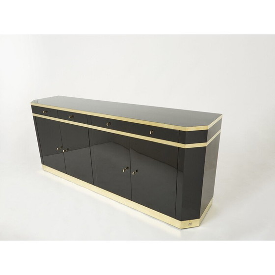 Image 1 of Zwart gelakt en messing vintage dressoir van J.C. Mahey voor Maison Romeo, 1970