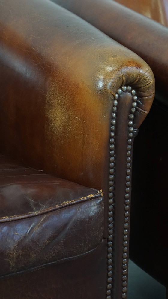 Image 1 of 2 X Vintage Schapenleren Clubfauteuil