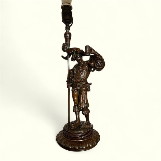 Image 1 of Antieke bronzen spinnen figuratieve lamp