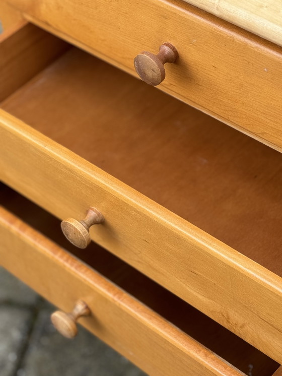 Image 1 of Vintage vurenhouten bureau en stoel