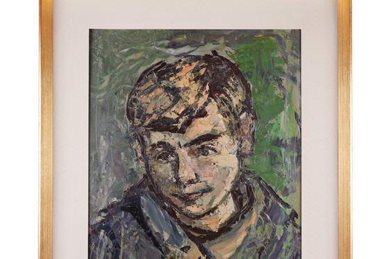 Image 1 of Mid Century Olieverfschilderij van een kind gesigneerd door de Belgische kunstenaar Jan Vandekerckhove