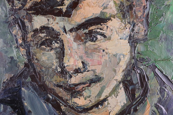 Image 1 of Mid Century Olieverfschilderij van een kind gesigneerd door de Belgische kunstenaar Jan Vandekerckhove