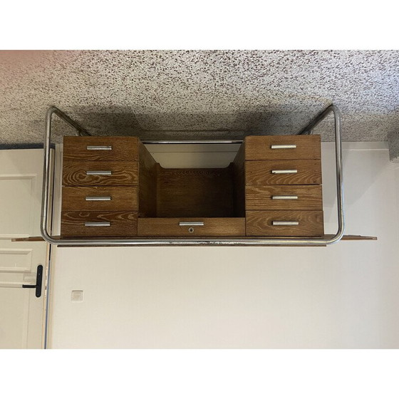 Image 1 of Vintage bureau in gebeitst eiken en chroom van Marcel Breuer, 1930