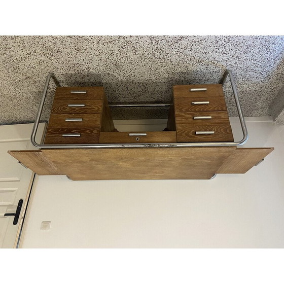 Image 1 of Vintage bureau in gebeitst eiken en chroom van Marcel Breuer, 1930