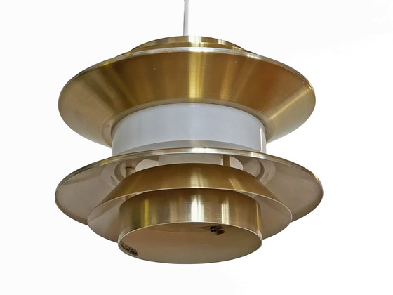 Image 1 of Hanglamp "Trava" In Goudkleurig Aluminium Van Carl Thore Voor Granhaga Metallindustri. Zweden 1970