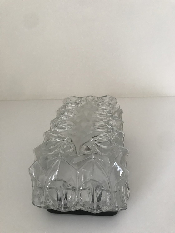 Image 1 of Vintage Ice Glass Plafondlamp Glas Plafonniere Wandlamp '60