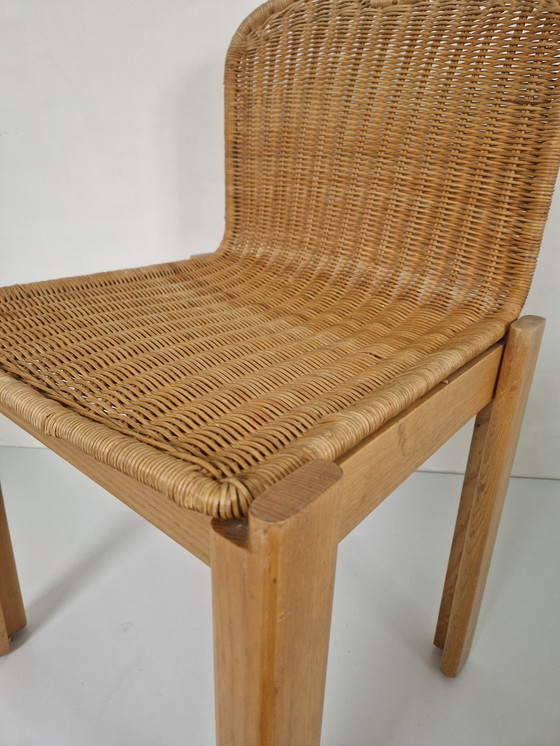 Image 1 of Vintage houten en rotan stoelen, 1970S, set van 2
