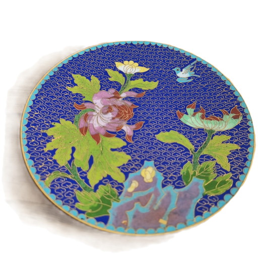 Cloisonné wandbord midden 20ste eeuw