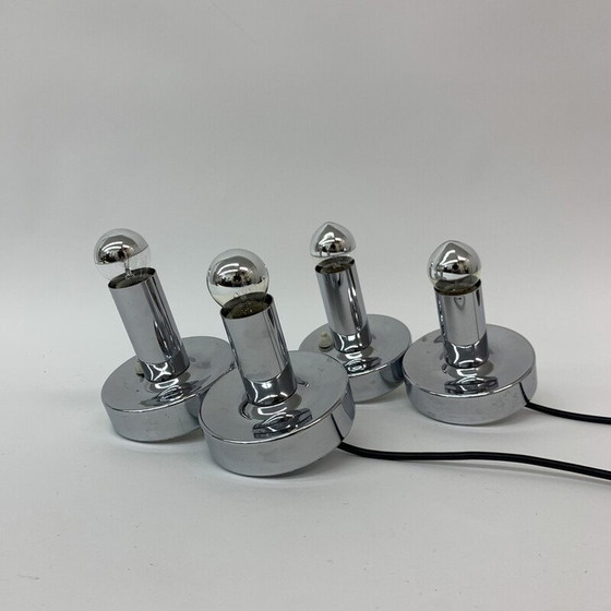 Image 1 of Paar vintage metalen lampen uit het ruimtetijdperk, jaren 1970