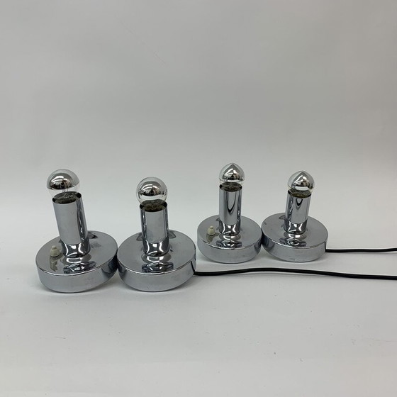 Image 1 of Paar vintage metalen lampen uit het ruimtetijdperk, jaren 1970