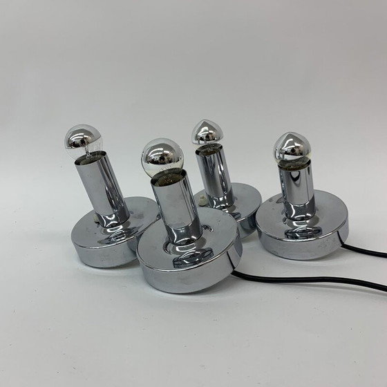 Image 1 of Paar vintage metalen lampen uit het ruimtetijdperk, jaren 1970