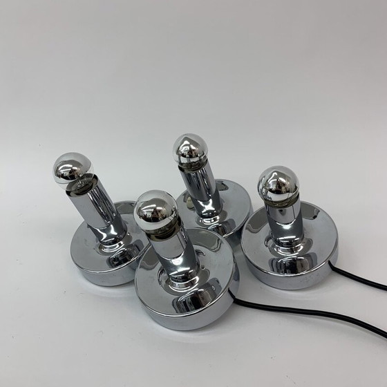 Image 1 of Paar vintage metalen lampen uit het ruimtetijdperk, jaren 1970