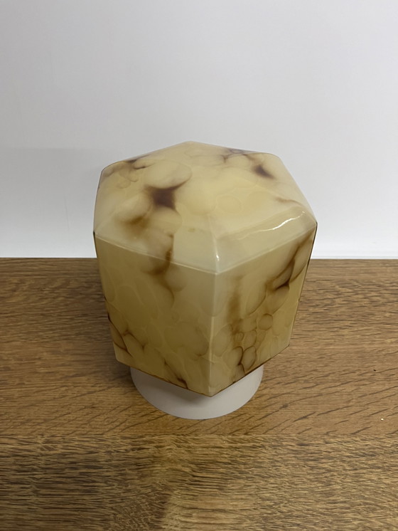 Image 1 of Vintage Gemarmerde Strakke Plafondlamp Art Deco Jaren Dertig