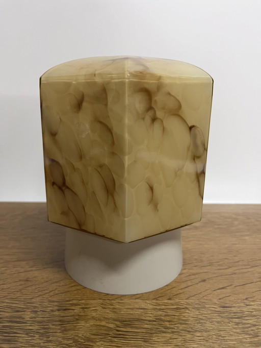 Vintage Gemarmerde Strakke Plafondlamp Art Deco Jaren Dertig