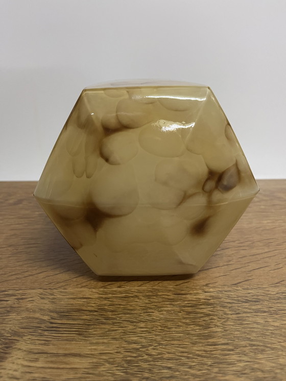 Image 1 of Vintage Gemarmerde Strakke Plafondlamp Art Deco Jaren Dertig