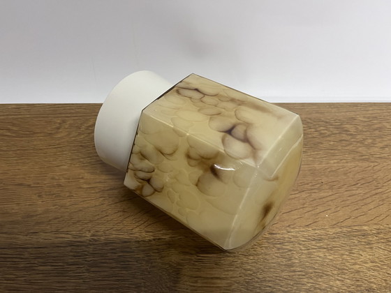 Image 1 of Vintage Gemarmerde Strakke Plafondlamp Art Deco Jaren Dertig