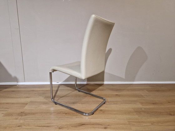 Image 1 of 6X Hulsta D7 Stoelen - Eetkamerstoelen - Crème Leder -Design