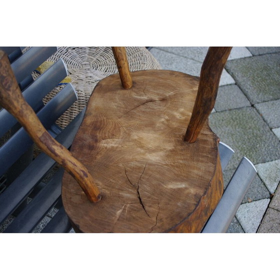 Image 1 of Vintage Brutalistisch massief houten bijzettafeltje, 1960