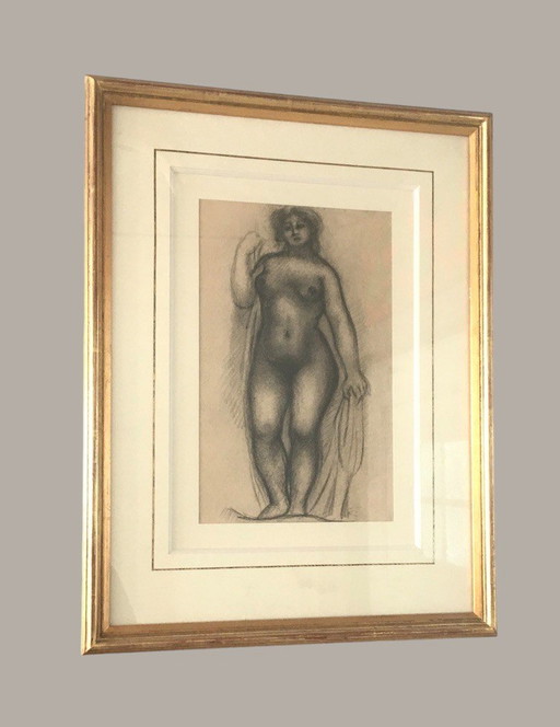 Frame Print Naakte vrouw bij de Draperie van Aristide Maillol